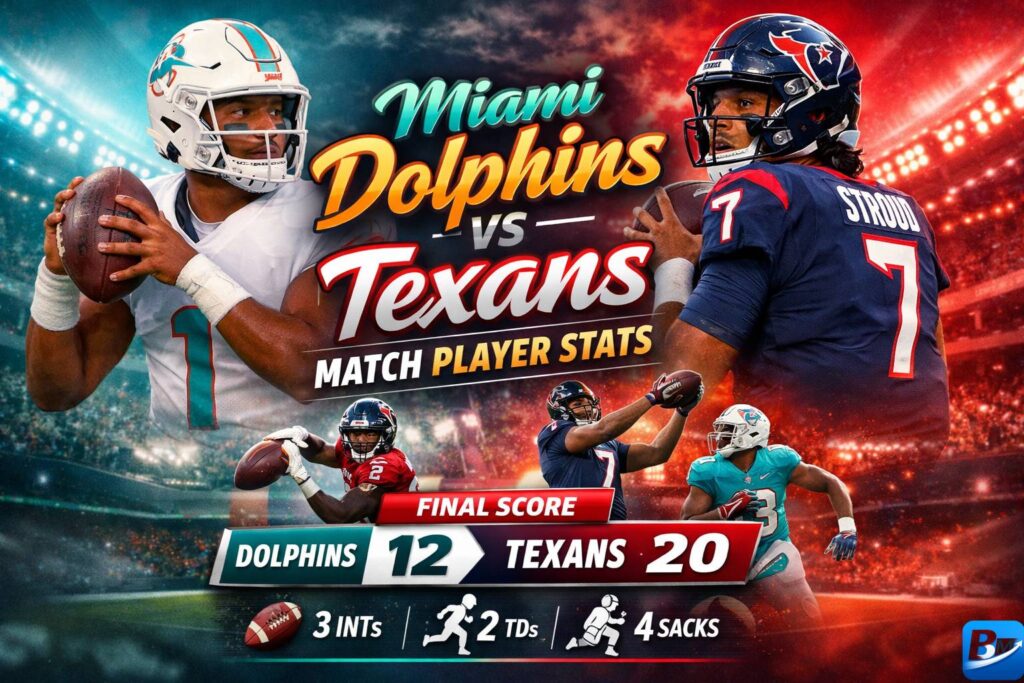 Miami Dolphins vs Texans Match Player Stats