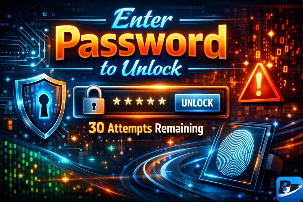 Enter Password to Unlock 30 30 Attempts Remaining